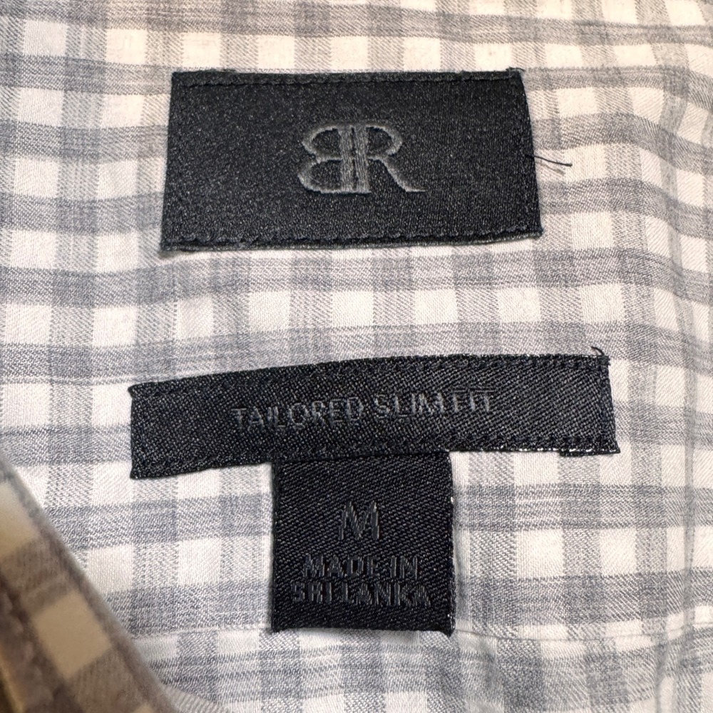 Banana Republic Dress Shirt Mens M Grey Gingham Leggiuno Italian Fabric Tailored - Picture 4 of 10